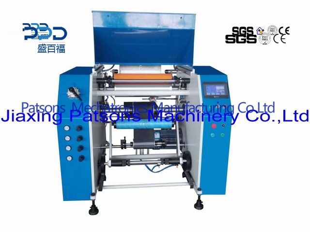 Fully automatic 3 shaft high speed stretch film rewinding machine